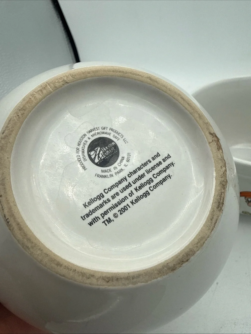 Pair of 2001 Kellogg's Snap Crackle Pop Ceramic Cereal Bowls Houston Harvest